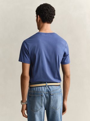 Unifarbenes T-Shirt mit Logo-Stickerei, Regular Fit