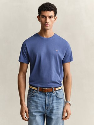 Unifarbenes T-Shirt mit Logo-Stickerei, Regular Fit