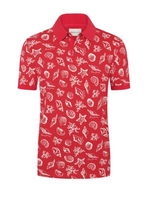 Strukturiertes Poloshirt mit maritimen Motiven