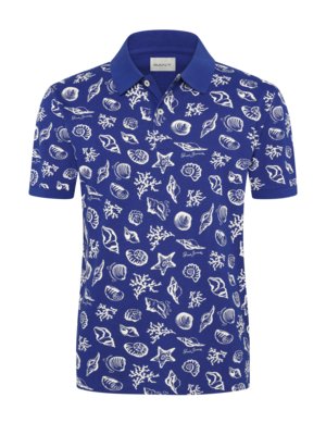 Strukturiertes Poloshirt mit maritimen Motiven