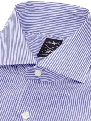 Gestreiftes Baumwollhemd mit Haifischkragen in Popeline-Qualität, Tailor Fit