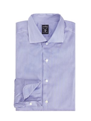 Gestreiftes Baumwollhemd mit Haifischkragen in Popeline-Qualität, Slim Fit