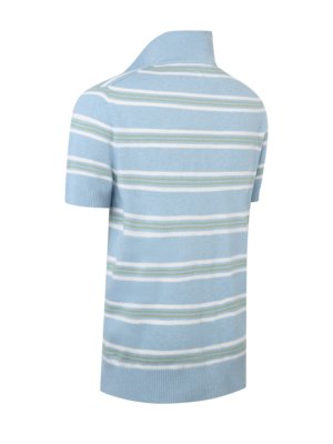 Softes Strick-Poloshirt mit Streifen aus einem Baumwolle-Kaschmir-Mix