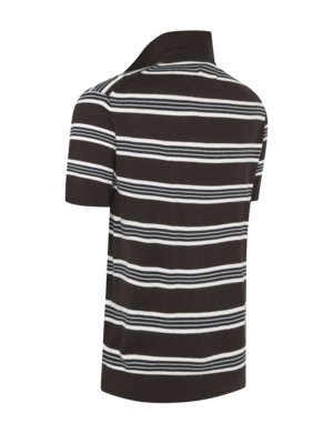Softes Strick-Poloshirt mit Streifen aus einem Baumwolle-Kaschmir-Mix