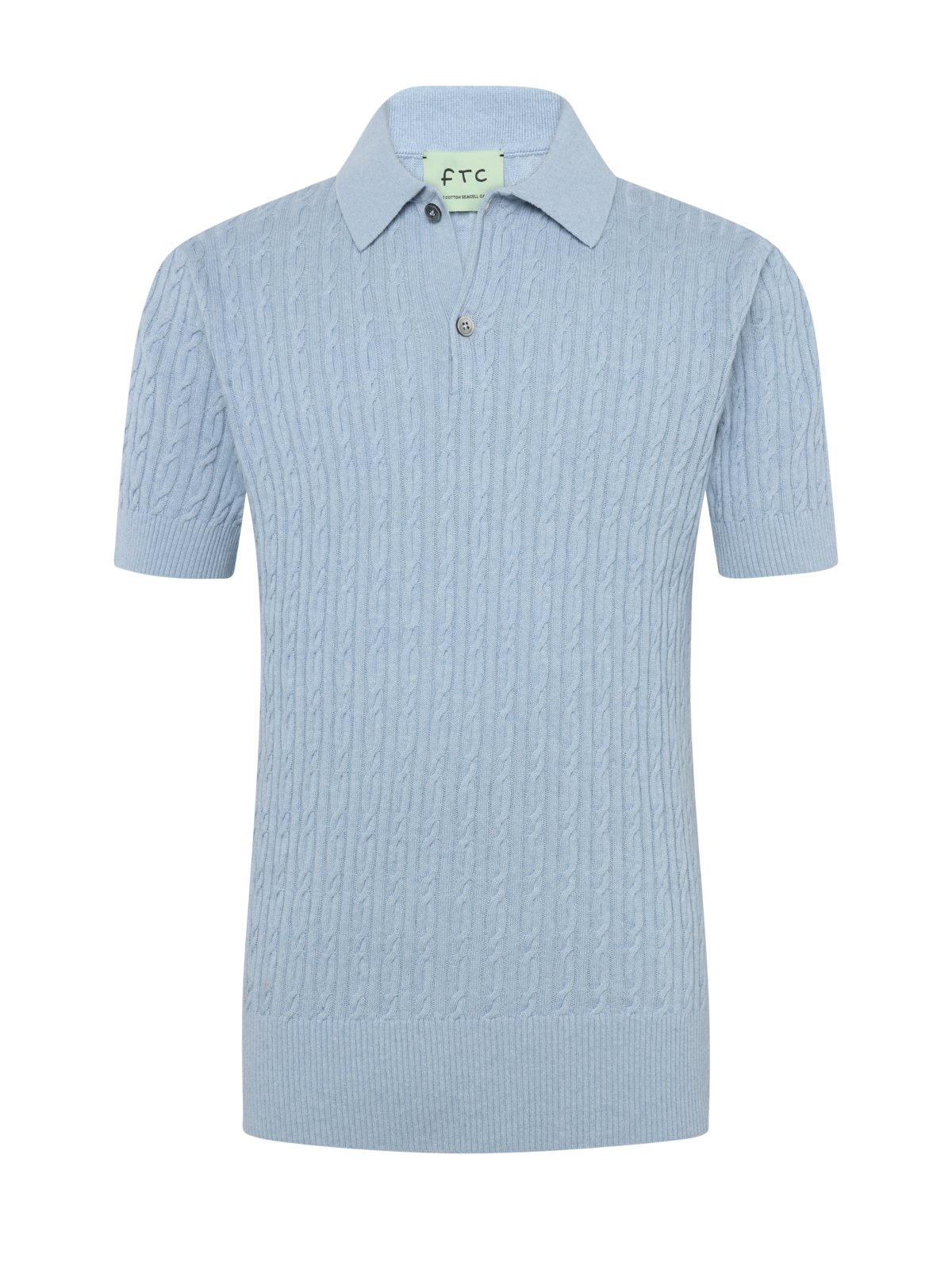 FTC CASHMERE Zopfstrick-Poloshirt aus einem Baumwolle-Kaschmir-Mix in 52