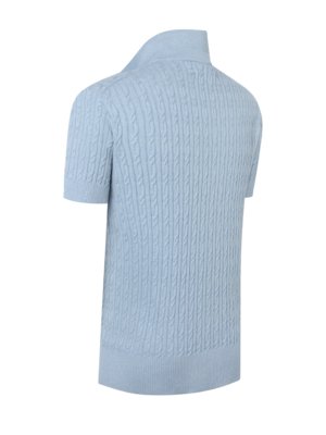 Zopfstrick-Poloshirt aus einem Baumwolle-Kaschmir-Mix