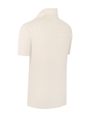 Zopfstrick-Poloshirt aus einem Baumwolle-Kaschmir-Mix