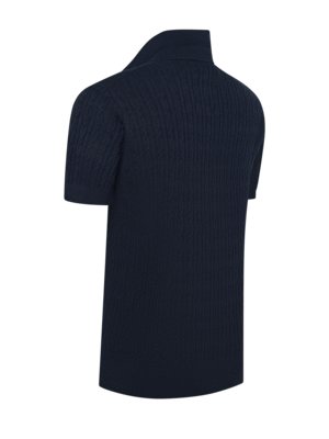 Zopfstrick-Poloshirt aus einem Baumwolle-Kaschmir-Mix