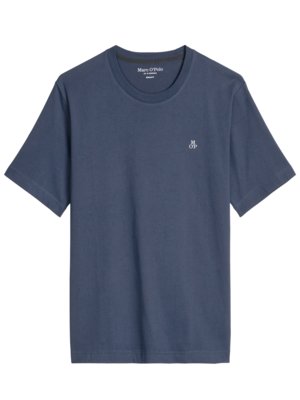 Unifarbenes T-Shirt mit kleinem Label-Print, Regular Fit