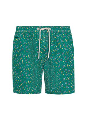 Schnelltrocknende Badeshorts mit Retro-Print