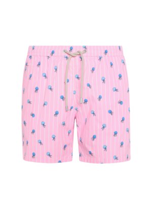 Schnelltrocknende Badeshorts mit Streifen- und Quallen-Print
