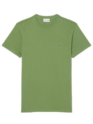Unifarbenes T-Shirt aus Baumwolle mit Krokodil-Aufnäher, Classic Fit