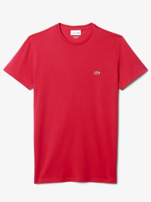 Unifarbenes T-Shirt aus Baumwolle mit Krokodil-Aufnäher, Classic Fit