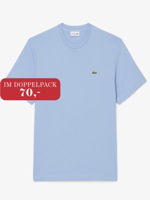 Unifarbenes T-Shirt aus Baumwolle mit Krokodil-Aufnäher, Classic Fit