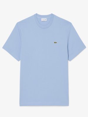 Unifarbenes T-Shirt aus Baumwolle mit Krokodil-Aufnäher, Classic Fit