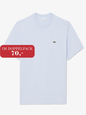 Unifarbenes T-Shirt aus Baumwolle mit Krokodil-Aufnäher, Classic Fit