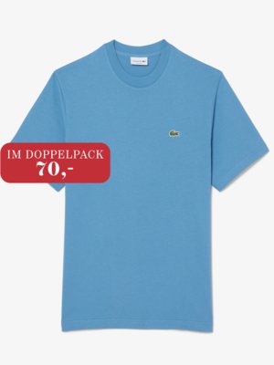 Unifarbenes T-Shirt aus Baumwolle mit Krokodil-Aufnäher, Classic Fit