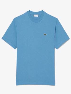 Unifarbenes T-Shirt aus Baumwolle mit Krokodil-Aufnäher, Classic Fit