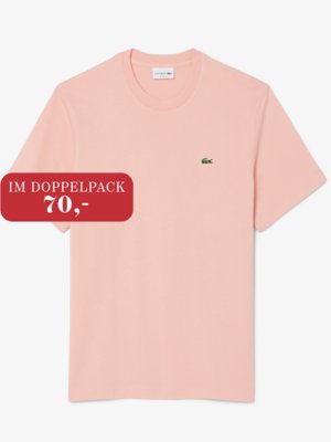 Unifarbenes T-Shirt aus Baumwolle mit Krokodil-Aufnäher, Classic Fit