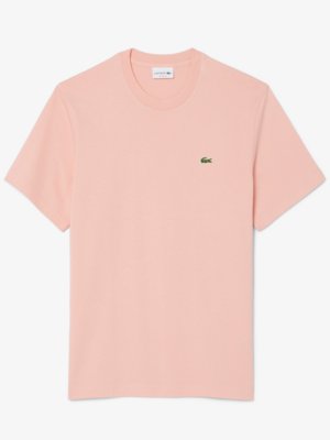 Unifarbenes T-Shirt aus Baumwolle mit Krokodil-Aufnäher, Classic Fit