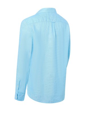 Unifarbenes Leinenhemd mit Button Down-Kragen, Regular
