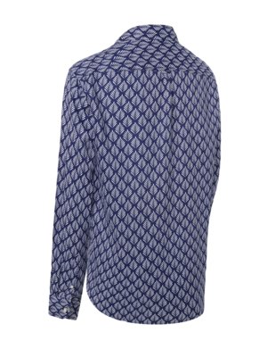 Gemustertes Leinenhemd mit Button Down-Kragen, Regular