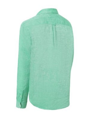 Unifarbenes Leinenhemd mit Button Down-Kragen, Regular