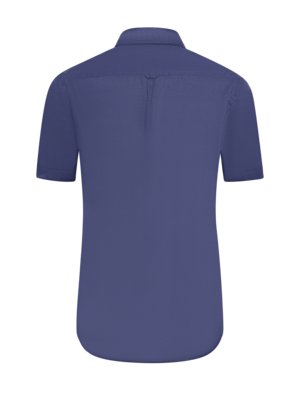 Unifarbenes Leinenkurzarmhemd mit Button Down-Kragen, Regular
