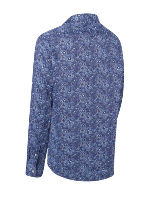 Leichtes Leinenhemd mit Stehkragen und Paisley-Muster, Regular