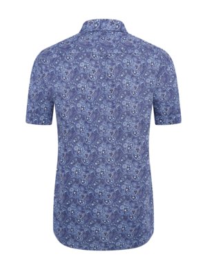 Leinenkurzarmhemd mit Paisley-Muster und Resort-Kragen