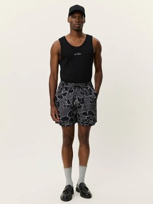 Legere Bermudashorts mit floralem Print und Leinenanteil