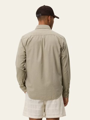 Oxfordhemd aus Baumwolle und Leinen mit Logo-Stickerei, Regular Fit