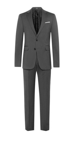 Anzug aus fein melierter Schurwolle mit Stretchanteil, Slim Fit