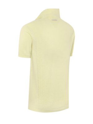 Unifarbenes Strick-Poloshirt mit Leinenanteil