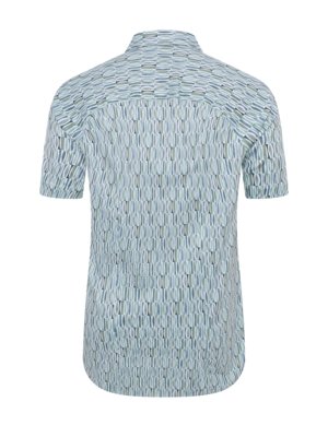 Gemustertes Jersey-Kurzarmhemd mit Kentkragen, Slim