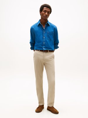 Softe Twill-Chino Denton mit Stretch-Anteil, Straight Fit