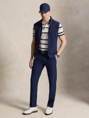 Poloshirt aus feinem Stretch-Piqué mit Ringelstreifen, Tailored Fit