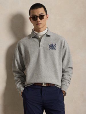 Rugby-Sweatshirt aus einem Baumwoll-Mix mit Stickerei