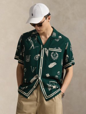 Golf-Hemd mit Print, Straight Fit