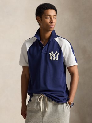 Piqué-Poloshirt mit New York Yankees-Aufnähern, Classic Fit