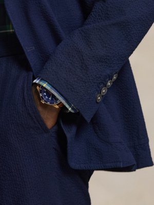 Ungefüttertes Seersucker-Sakko aus Baumwolle, Modern Fit