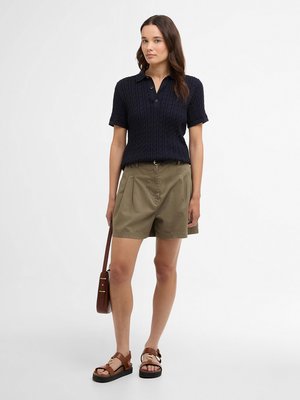 Damen-Strick-Poloshirt in Zopfstrickmuster