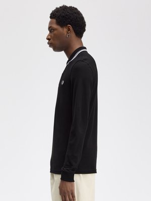 Langarm-Poloshirt aus Baumwoll-Piqué mit Lorbeerkranz-Stickerei