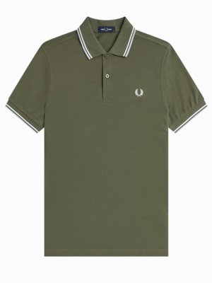 Piqué-Poloshirt mit Logo-Stickerei und Streifenakzenten