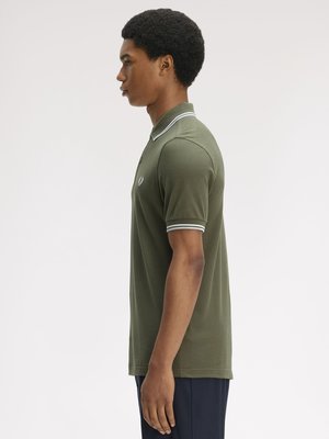 Piqué-Poloshirt mit Logo-Stickerei und Streifenakzenten