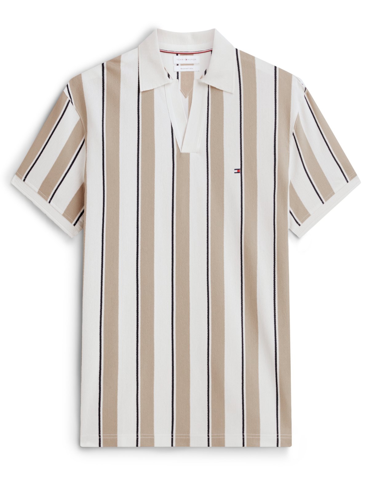 Tommy Hilfiger Strick-Poloshirt aus mercerisierter Baumwolle mit Streifenmuster in L