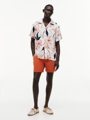Kurzarmhemd aus Leinen mit floralem Print, Regular Fit