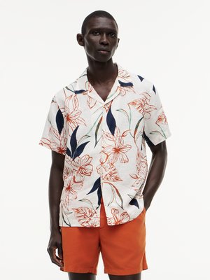 Kurzarmhemd aus Leinen mit floralem Print, Regular Fit