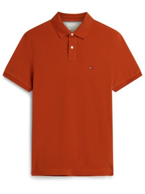 Unifarbenes Poloshirt 1985 und kleiner Flag-Stickerei, Regular Fit