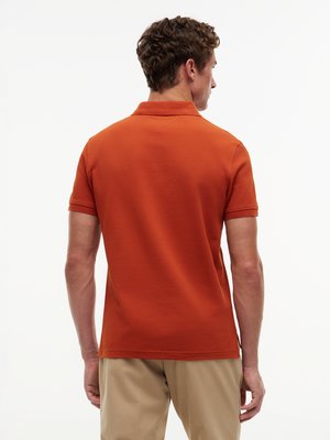 Unifarbenes Poloshirt 1985 und kleiner Flag-Stickerei, Regular Fit